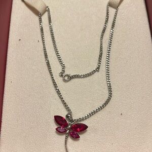 Swarovski Crystal Red DRAGONFLY Necklace